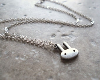 Bunny Necklace, Silver Rabbit Charm, Pendant Necklace, Cute, Geekery,  Petite Jewelry