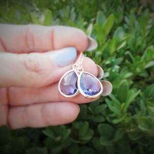 Amethyst Jewelry Set in Rose Gold, Initial Birthstone Necklace and Earrings in Rosegold, Personalized February Birthday Gift for Women Girls image 4
