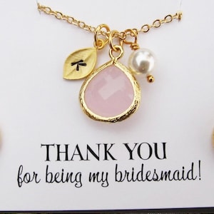Bridesmaid Gift, Personalized Bridesmaid Jewelry, Your Choice of Color(s) and Initials, Bridesmaid Necklace, Wedding Jewelry, Bridal Jewelry