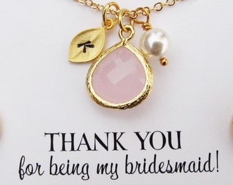 Bridesmaid Gift, Personalized Bridesmaid Jewelry, Your Choice of Color(s) and Initials, Bridesmaid Necklace, Wedding Jewelry, Bridal Jewelry