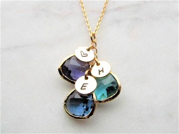 Personalized Birthstone Necklace for Mom, 2 3 4 Stones in Gold, Initial  Letter With Birth Stone, Family Jewelry Gift for Wife, Mother, Moms - Etsy