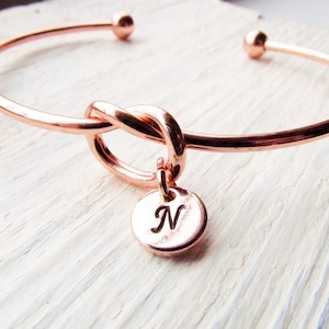 Rose Gold Bracelet for Mom, Initial Charm Bracelets for Women, Round Letter Disc, Personalized Jewelry Gift, Mother Bracelet 1 2 3 4 Kids image 7