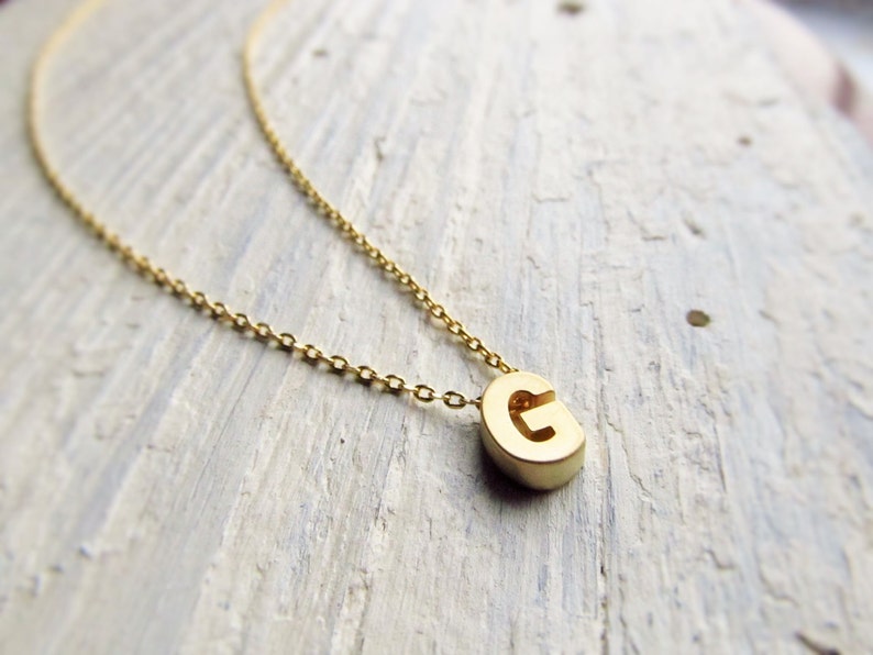 Gold Initial Necklace, Tiny Letter Necklace, Initial Jewelry, Gold Letter Charm, Customized Gift, Personalized Jewelry, Layered Necklace image 2