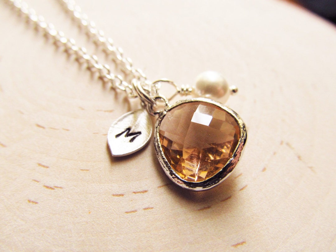 Topaz Necklace, Silver November Birthstone Necklace, Initial Necklace