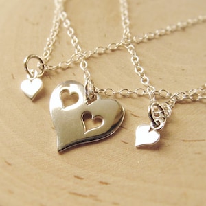 Mother Daughter Necklace Heart Set of 3, Sterling Silver Necklaces, Mother Daughter Jewelry, Grandma Jewelry, Gift for Mom from Daughters