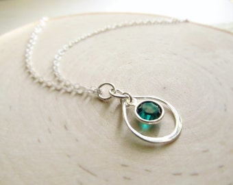 Infinity Birthstone Necklace, Sterling Silver with Crystal, Wedding Jewelry, Bridesmaid Necklace, Silver Infinity Necklace, Birthday Gift