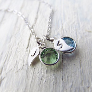 Personalized Mom Necklace with Birthstones and Initials, Mom Jewelry, Mothers Jewelry, Birthstone Necklace, Family Necklace, 1-6 Birthstones