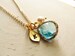 Birthstone Necklace, Custom Color, Gold Leaf Initial, Jewel, Pearl, Gold Birthstone Jewelry, Birthday Jewelry Gift, Personalized Birthstone 
