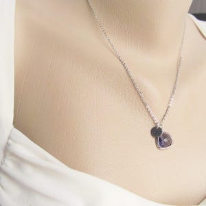 Amethyst Pendant with Initial, Silver Amethyst Necklace, February Birthstone Gift for Her, Personalized February Birthday Jewelry, Purple image 6