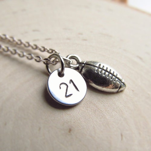 Football Girlfriend Necklace Jersey Number With Football Etsy