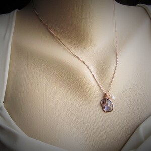 Amethyst Jewelry Set in Rose Gold, Initial Birthstone Necklace and Earrings in Rosegold, Personalized February Birthday Gift for Women Girls image 5