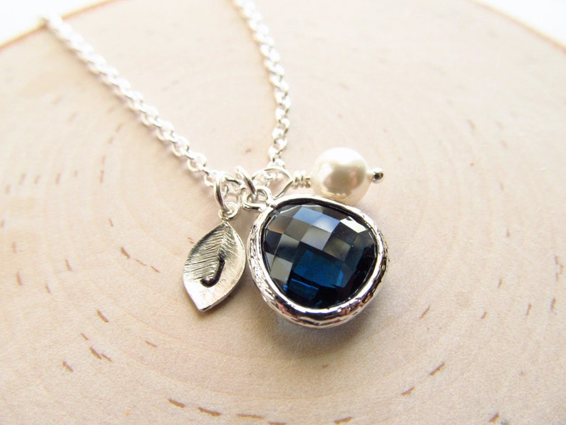 October Birthstone Necklace Initial Necklace Birthstone - Etsy
