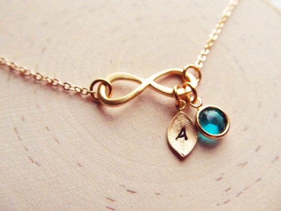 Gold Infinity Necklace With Initial and 