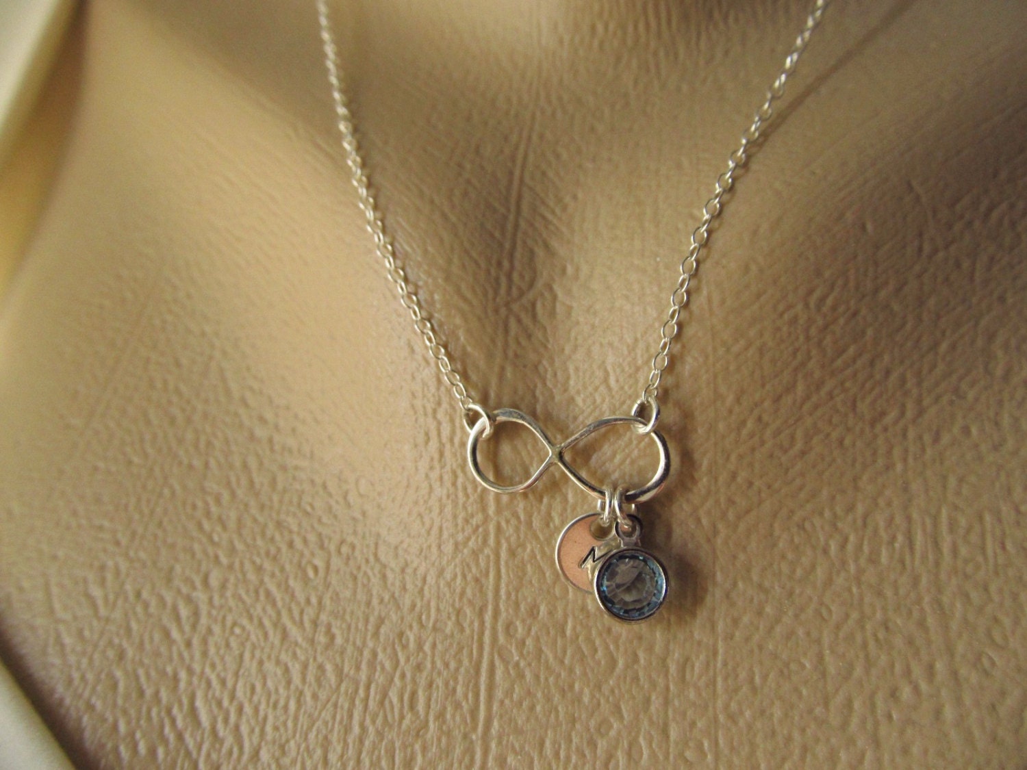 Personalized Infinity Necklace With Initial and Birthstone - Etsy