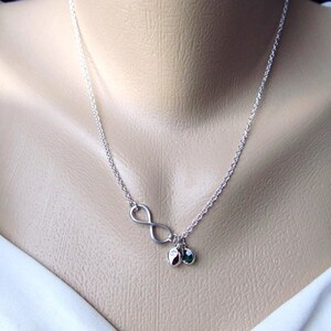 Personalized Infinity Necklace With Birthstones and Initials, Mom ...