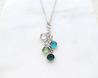 Silver Dainty Birthstone Necklace, Custom Jewelry Gifts for Mom or Grandma, Unique Gift Ideas for Mothers Day Grandmother Foster Mom Aunt