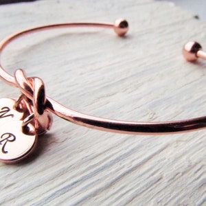 Rose Gold Bracelet for Mom, Initial Charm Bracelets for Women, Round Letter Disc, Personalized Jewelry Gift, Mother Bracelet 1 2 3 4 Kids image 4