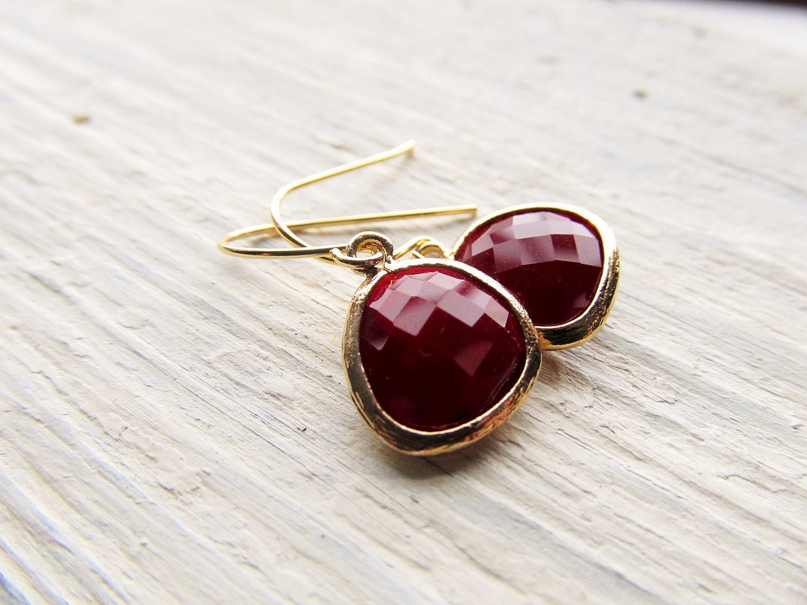 Garnet Earrings Gold January Birthstone Earrings Dangle | Etsy