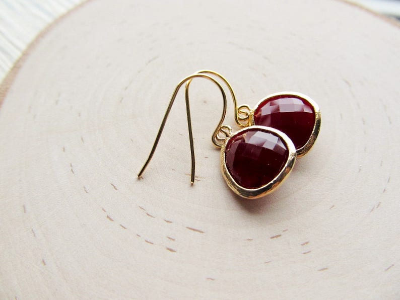 Garnet Earrings Gold January Birthstone Earrings Dangle - Etsy