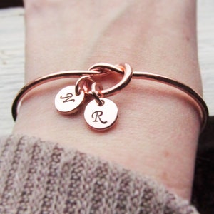 Rose Gold Bracelet for Mom, Initial Charm Bracelets for Women, Round Letter Disc, Personalized Jewelry Gift, Mother Bracelet 1 2 3 4 Kids image 8