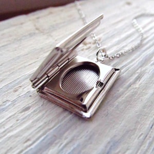 Book Lover Gift, Personalized Silver Locket Necklace with Initial, Miniature Book Necklace, Gift for Graduation or Book Club, Graduate image 3