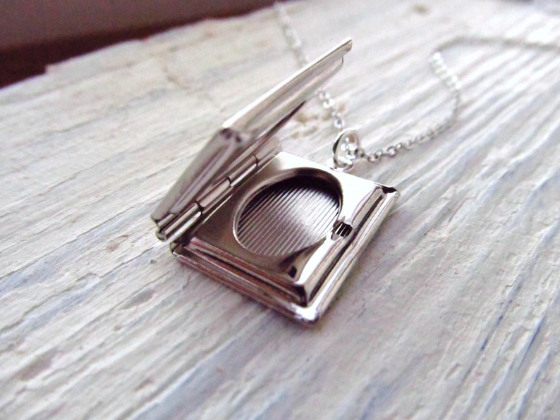 Personalized Locket Necklace, Silver Book Locket with Initial, Personalized Necklace, Miniature Book Necklace, Engraved, Graduation Gift image 3