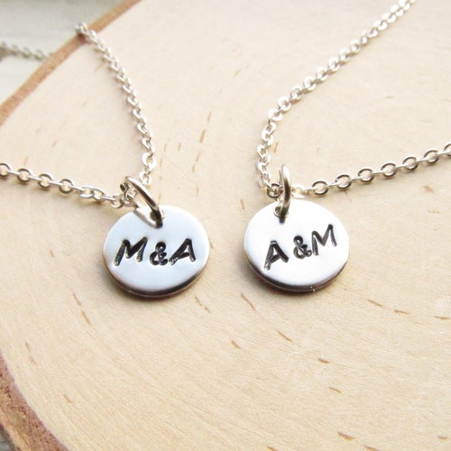 Couples Necklace Set Two Initial Necklaces Initials Jewelry Etsy