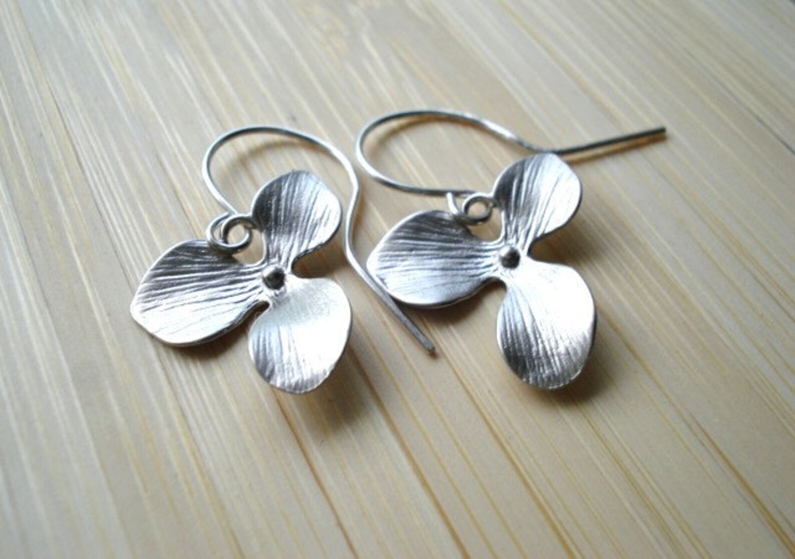 Silver Flower Earrings Sterling Silver Dangles Orchid Etsy
