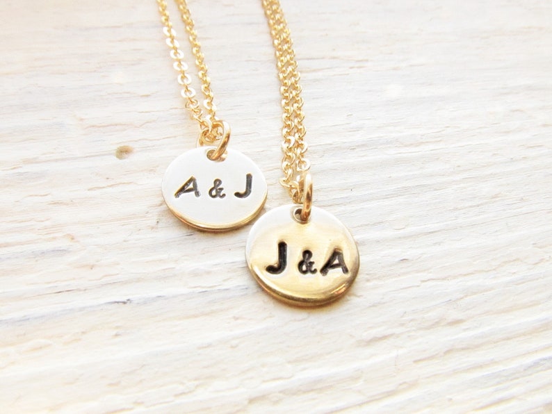 Couples Necklace Set, Two Initial Necklaces, Initials Jewelry for Him and Her, Boyfriend Girlfriend Gift for Valentines Day Anniversary image 3