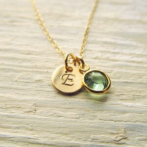 New Mom Gift, Initial with Birthstone Necklace, 14kt Gold Filled Necklace, Personalized Birthstone Necklace, New Baby Necklace, Push Present image 2