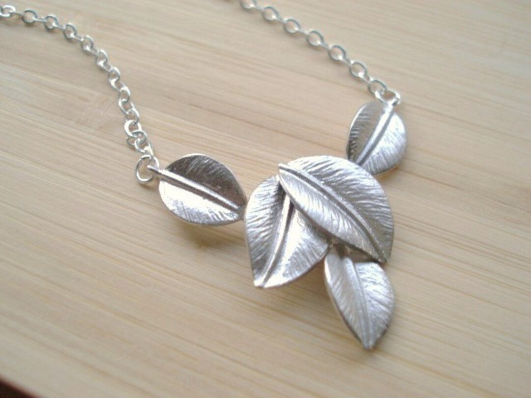 Silver Leaf Necklace / Small Realistic Silver Leaf Pendant on 