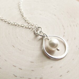 Silver Infinity Necklace, Solid Sterling Silver with Pearl, Wedding Jewelry, Bridesmaid Necklace, Pearl Necklace, You Choose Pearl Color