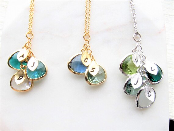 Grandma Necklace With Grandkids Birthstones And Names Birthstone