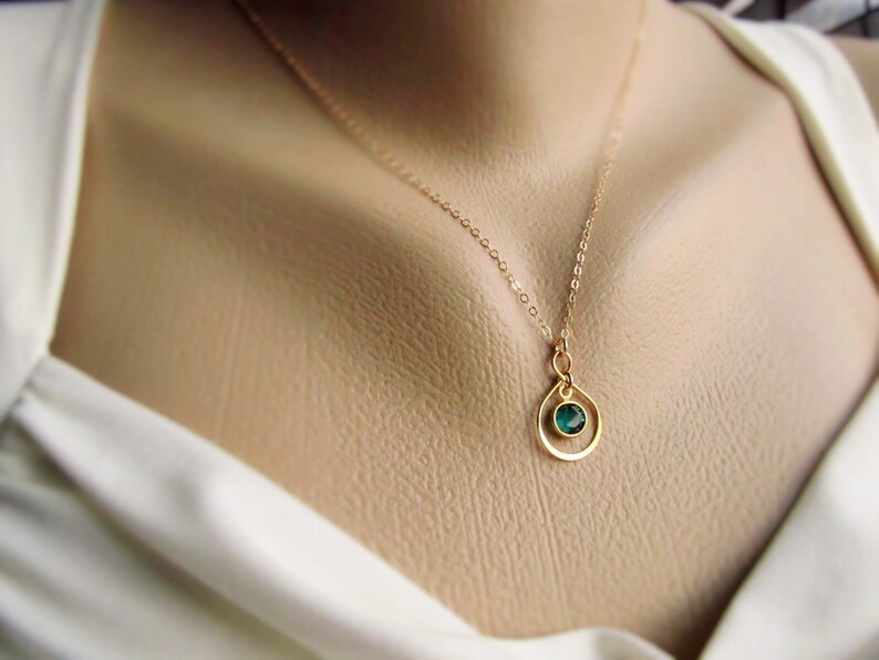 Birthstone Infinity Necklace, 14kt Gold Filled Jewelry, Birthday Gift for Wife, Friend, Daughter, Girlfriend, Gold Birthstone Pendant image 4