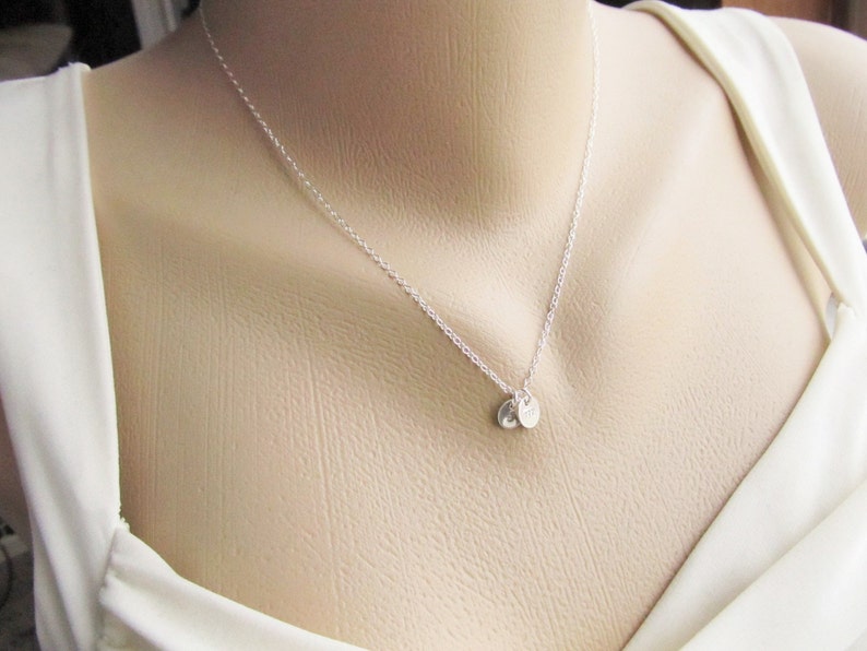 Dainty Initial Necklace Sterling Silver Initial Necklace Etsy