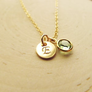 New Mom Gift, Initial with Birthstone Necklace, 14kt Gold Filled Necklace, Personalized Birthstone Necklace, New Baby Necklace, Push Present image 3