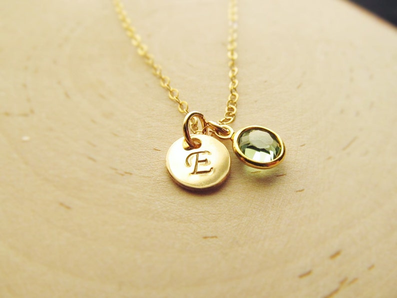 New Mom Gift, Initial with Birthstone Necklace, 14kt Gold Filled Necklace, Personalized Birthstone Necklace, New Baby Necklace, Push Present image 3