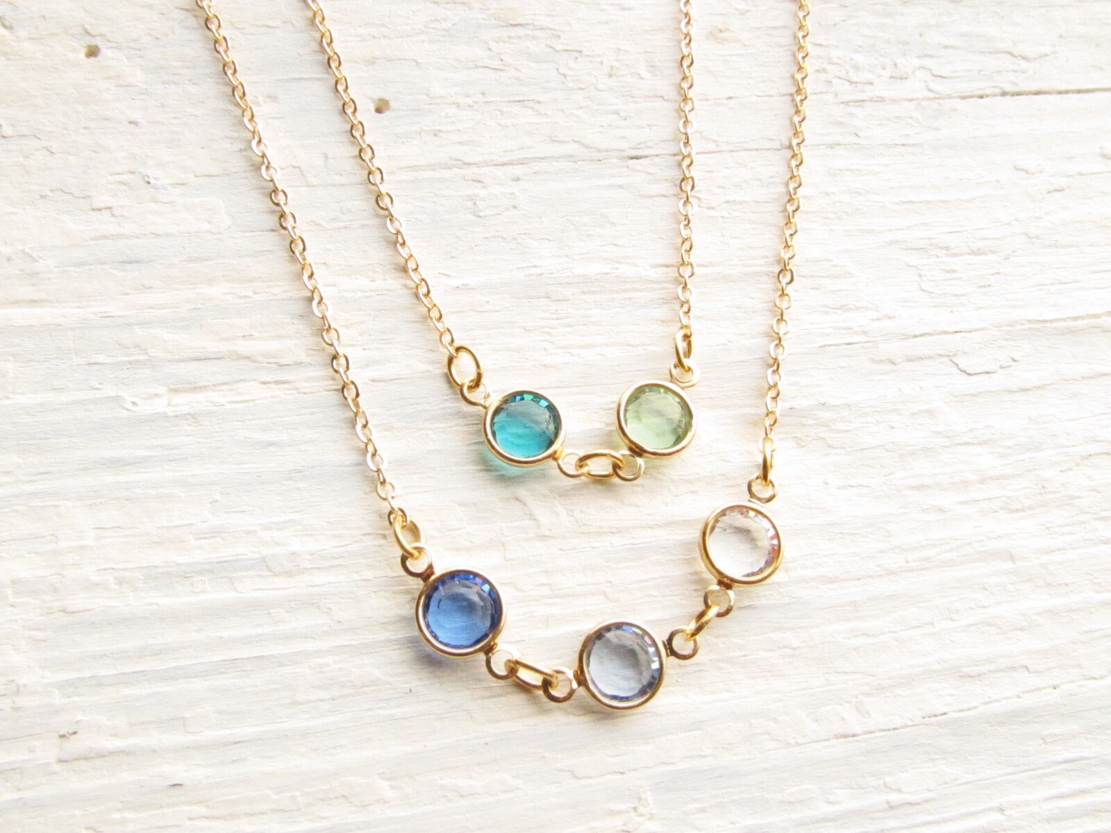 Gold Birthstone Necklace for Mom Grandmother Dainty Birth Stone