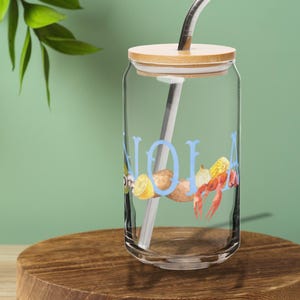 NOLA ザリガニシーズン 缶型ガラス、ルイジアナ水彩コケットデザイン、コーヒーカップ、ビールグラス、カクテルストローカップ