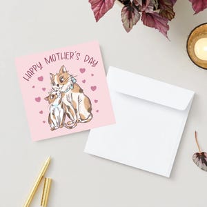 Biglietto di auguri per la festa della mamma con un'esclusiva illustrazione di un gattino. Sorprendi la mamma con una cartolina unica!