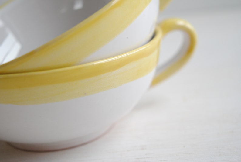 Vintage Danish Teacup Set, Nymolle Denmark White and Yellow Teacups and Saucers image 5