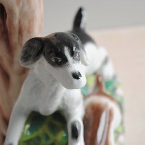 Vintage Figural Porcelain Dog Vase, Staffordshire Style Dog Spill Vase image 4