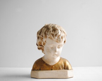 Vintage Plaster Bust of a Young Boy