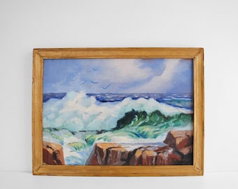 Vintage Original Oceanscape Oil Painting by Don J. Emery
