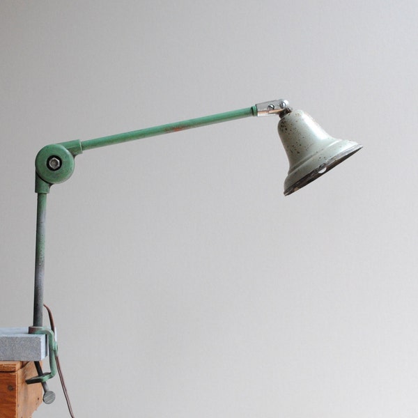 Industrial Vintage Clamp Lamp Desk Lamp in Seafoam Green