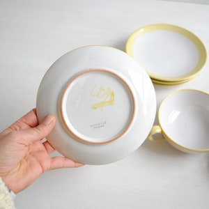 Vintage Danish Teacup Set, Nymolle Denmark White and Yellow Teacups and Saucers image 7