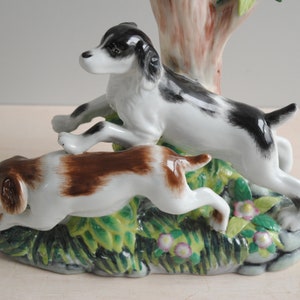 Vintage Figural Porcelain Dog Vase, Staffordshire Style Dog Spill Vase image 2