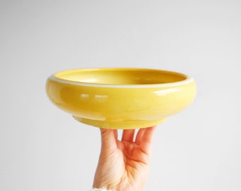 Vintage Yellow Porcelain Low Sided Bowl