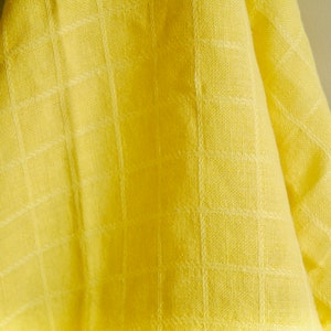 Vintage Yellow Linen Tablecloth, Small Linen Table Cover 35 x 34 image 2