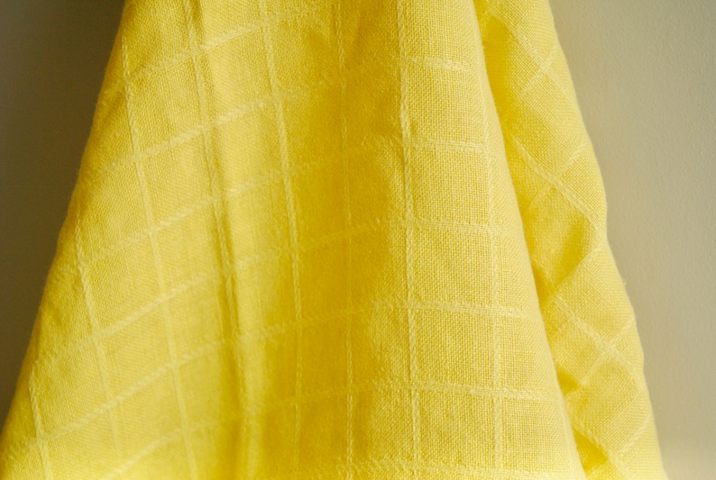 Vintage Yellow Linen Tablecloth, Small Linen Table Cover 35 x 34 image 2